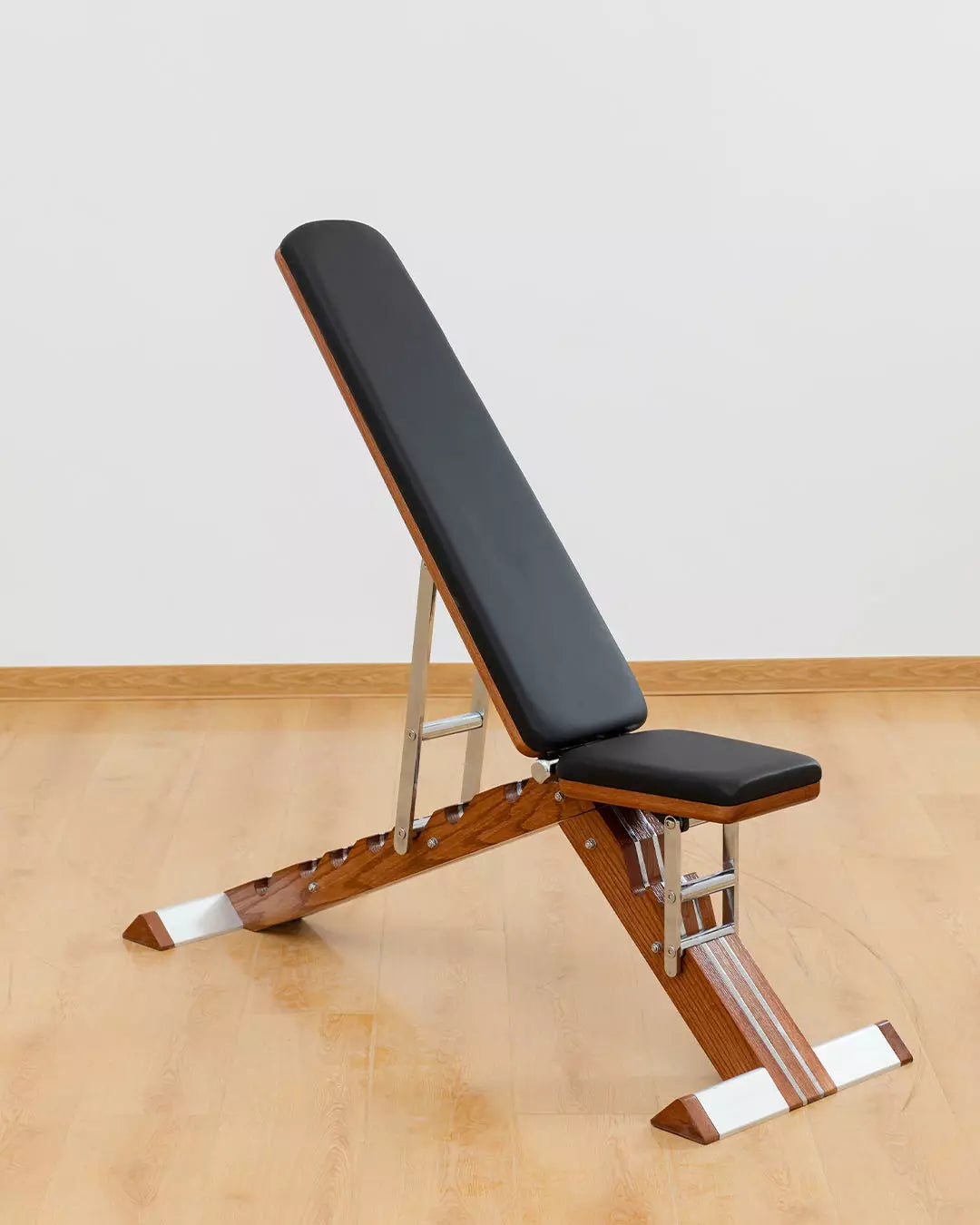 Panca da Allenamento in Legno di Quercia - Pelle Microfibra Nera