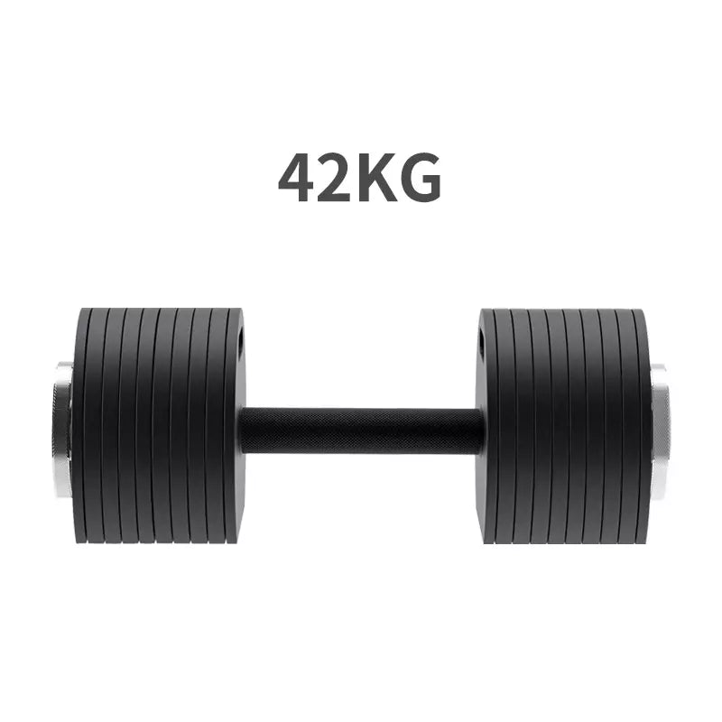 Coppia di manubri a peso variabile in acciaio 42 kg + stand in acciaio